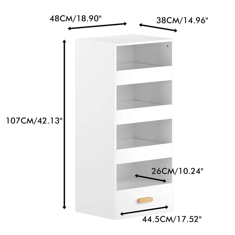 4 Tier Freestanding Bookshelf With 3 Sliding Drawers And 1 Bottom Drawer - White by Unique Piece Furniture