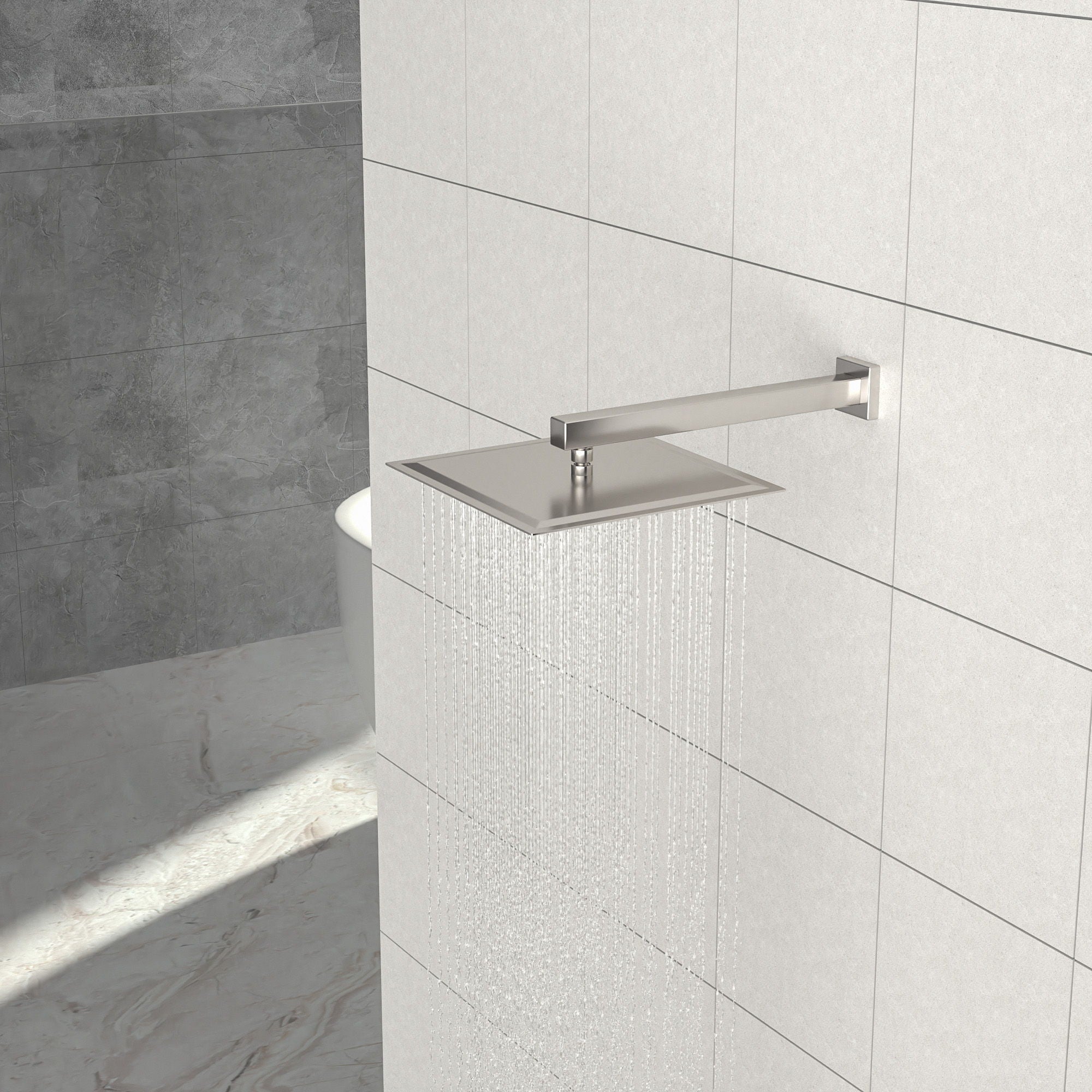 Ultra Thin Square Rainfall Shower Head Stainless Steel, Wall Or Ceiling Mount by HouseOfZazla