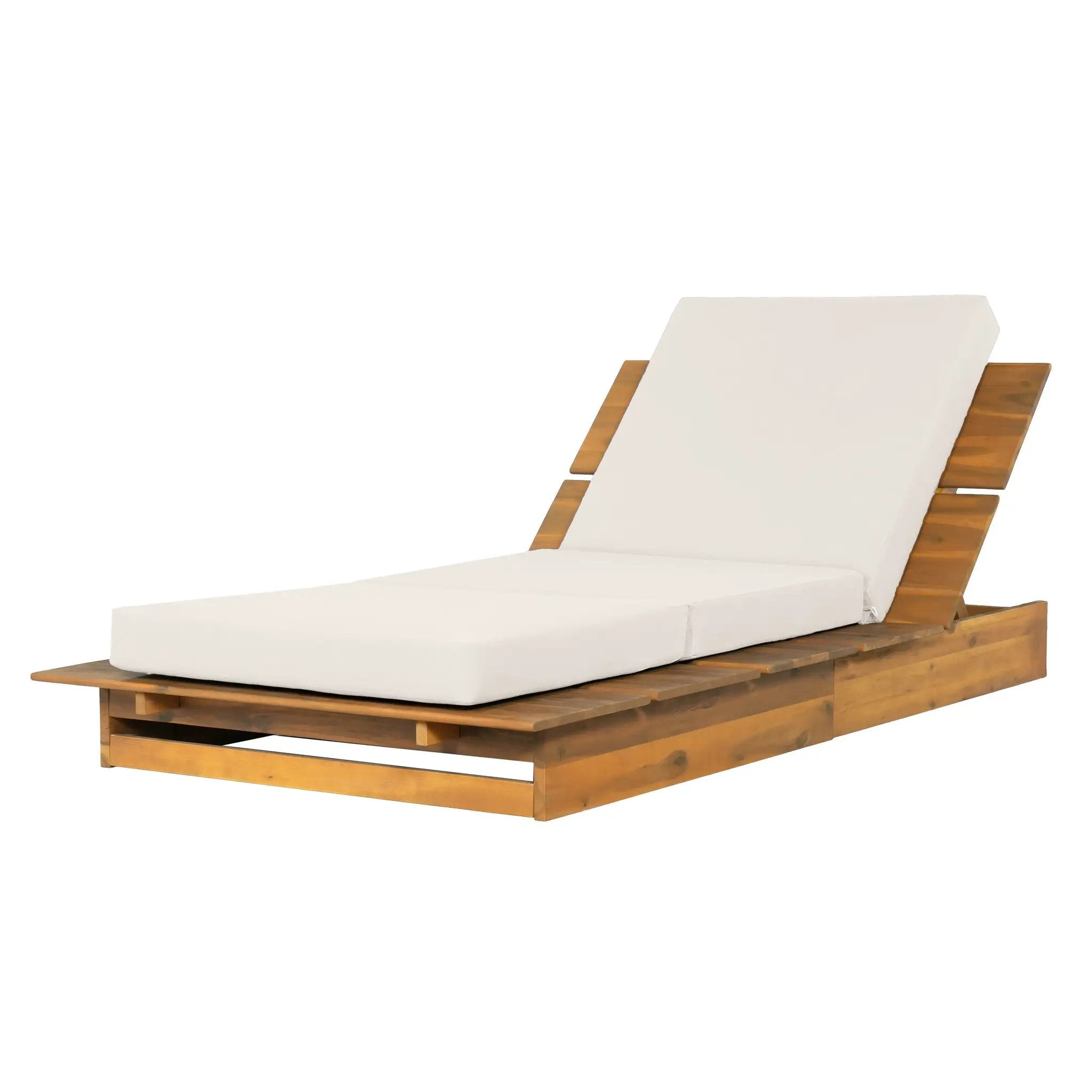 Acacia Wood Chaise Lounge with 4" Thick 3-Fold by HouseOfZazla