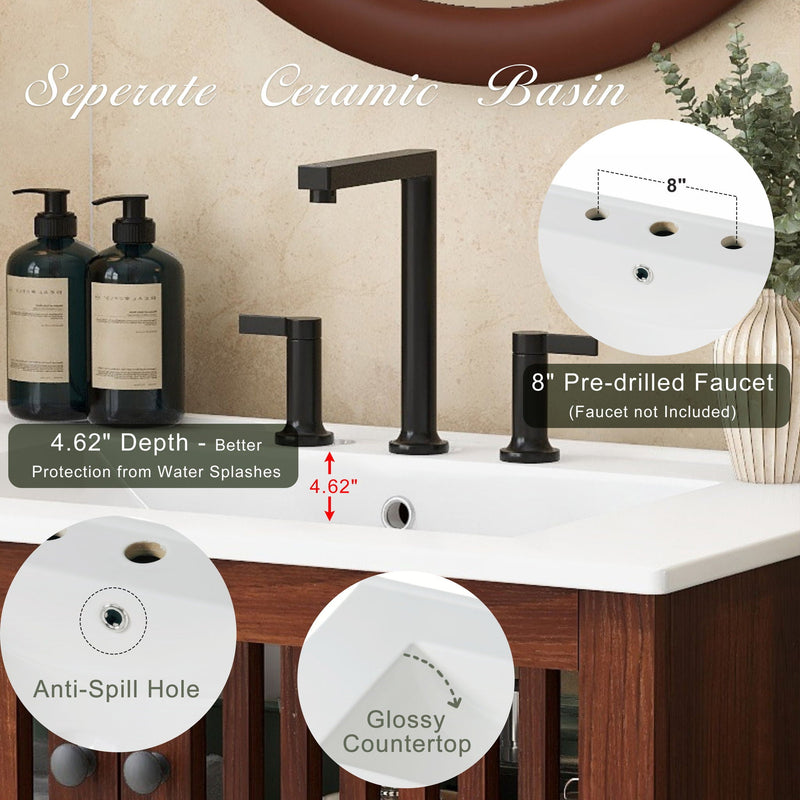 30" Vintage Bathroom Vanity With Ceramic Sink by HouseOfZazla