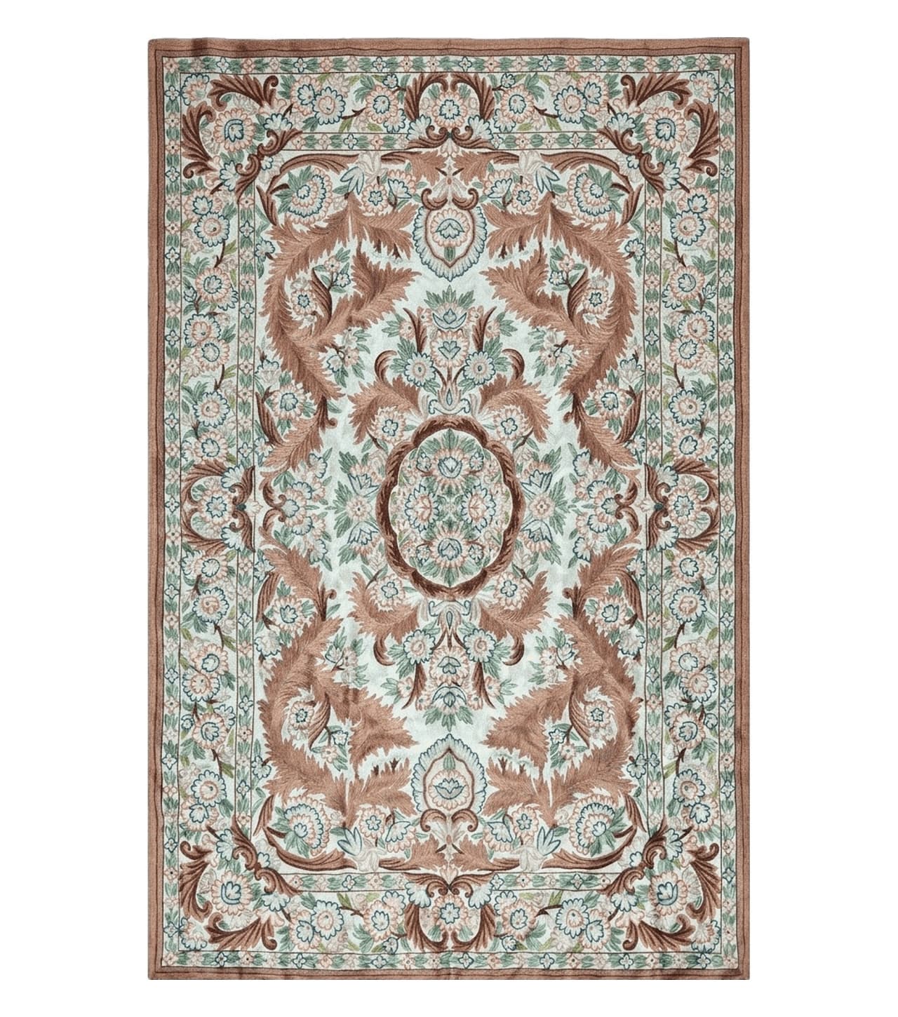4' X 6' Vintage Embroidery Hand Stitched Rug Silk On Cotton India Backing Nice by Jewel Rugs
