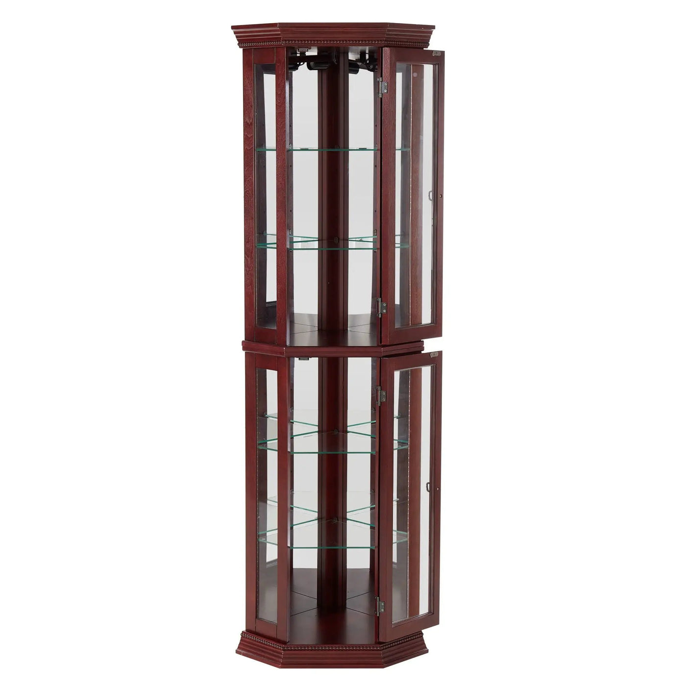 Corner Curio Cabinet With Lights, Adjustable Tempered Glass Shelves, Mirrored Back, Display Cabinet (E26 Light Bulb Not Included) by HouseOfZazla