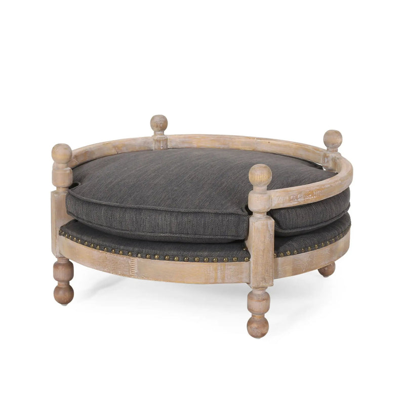 Round Pet Sofa, Wide Upholstered Pet Bed - Charcoal by HouseOfZazla