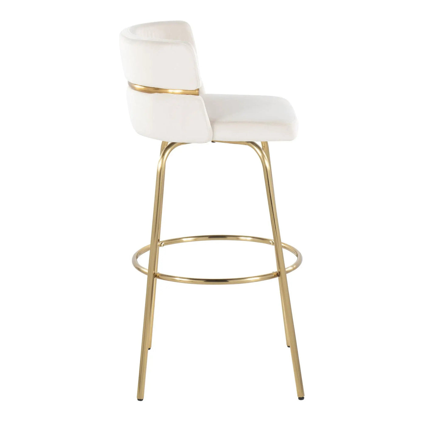 Cinch - Glam / Art Deco Fixed Height Barstool With Swivel With Round Footrest (Set of 2) by HouseOfZazla