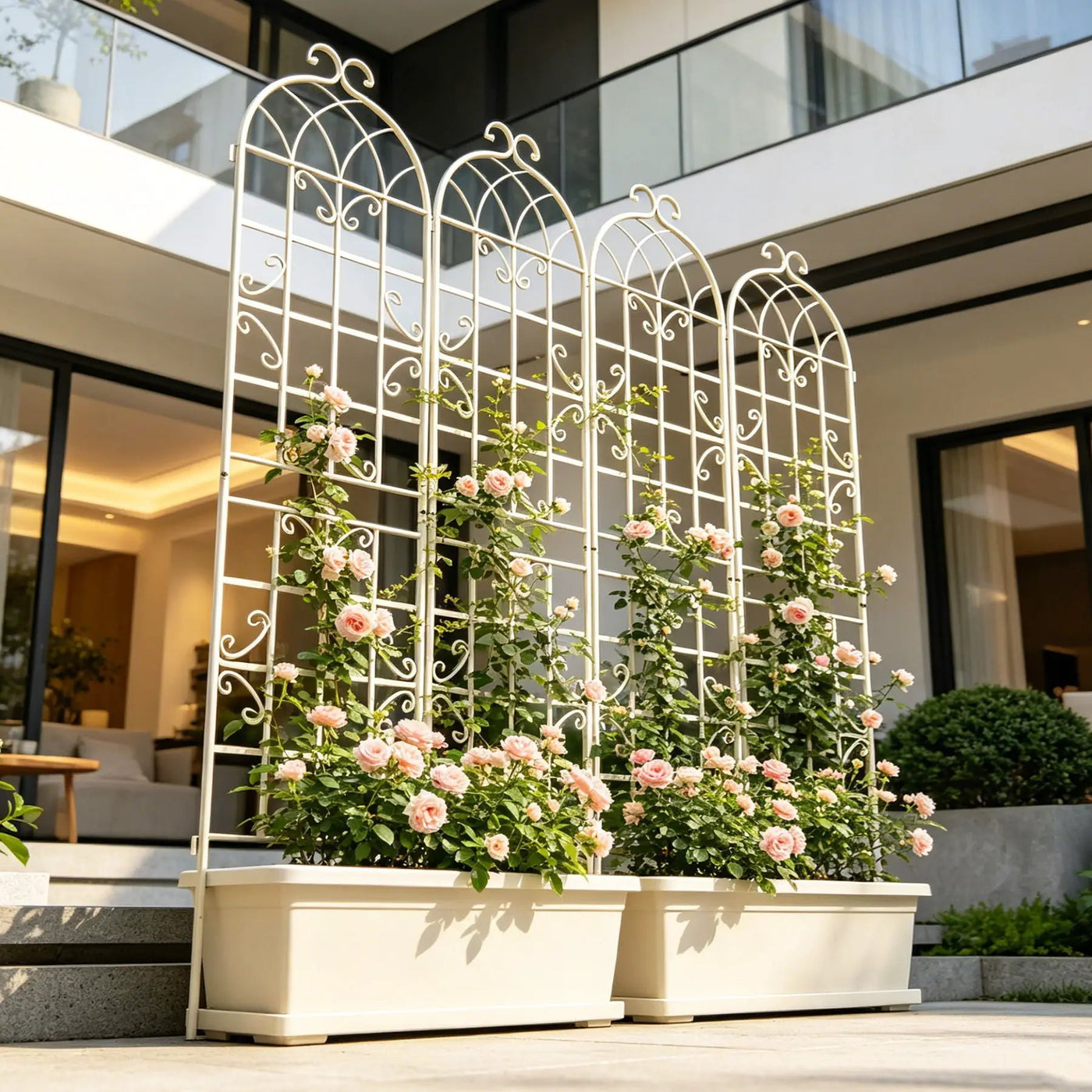 Metal Garden Rustproof Trellis For Climbing Plants Outdoor Flower Support by HouseOfZazla