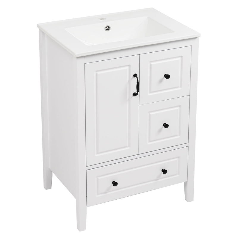 Retro Bathroom Vanity With Sink, Soft Closing Cabinet & Drawers by HouseOfZazla