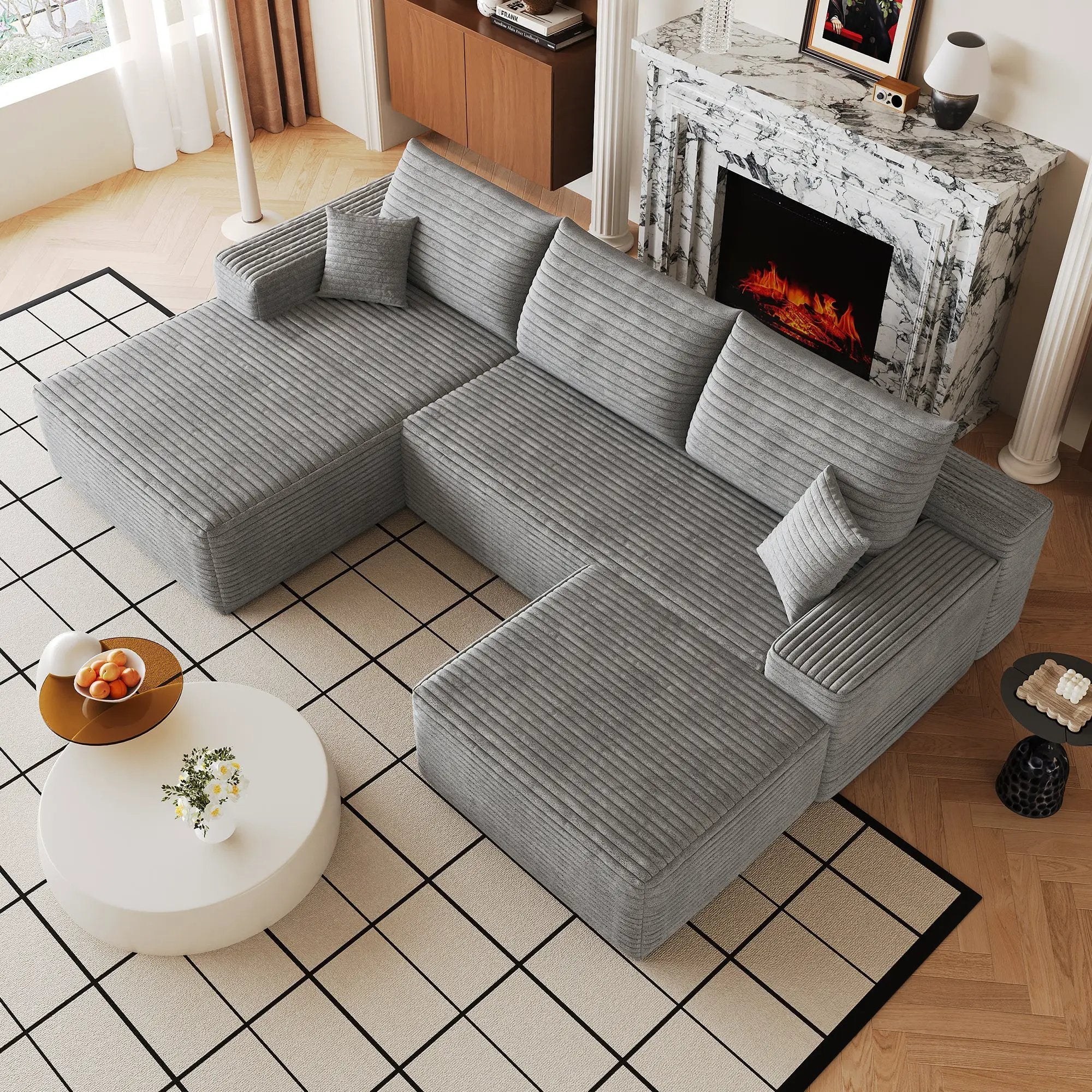 107" Cloud Sectional Sofa with 1 Ottoman by HouseOfZazla