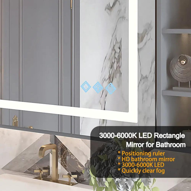 3000-6000K LED Bathroom Mirror With Lights, Anti-Fog Dimmable Lighted Wall Mounted Vanity Mirror Master Bath Modern Makeup (Only Mirrors, Not Cabinets) Horizontal & Vertical by HouseOfZazla