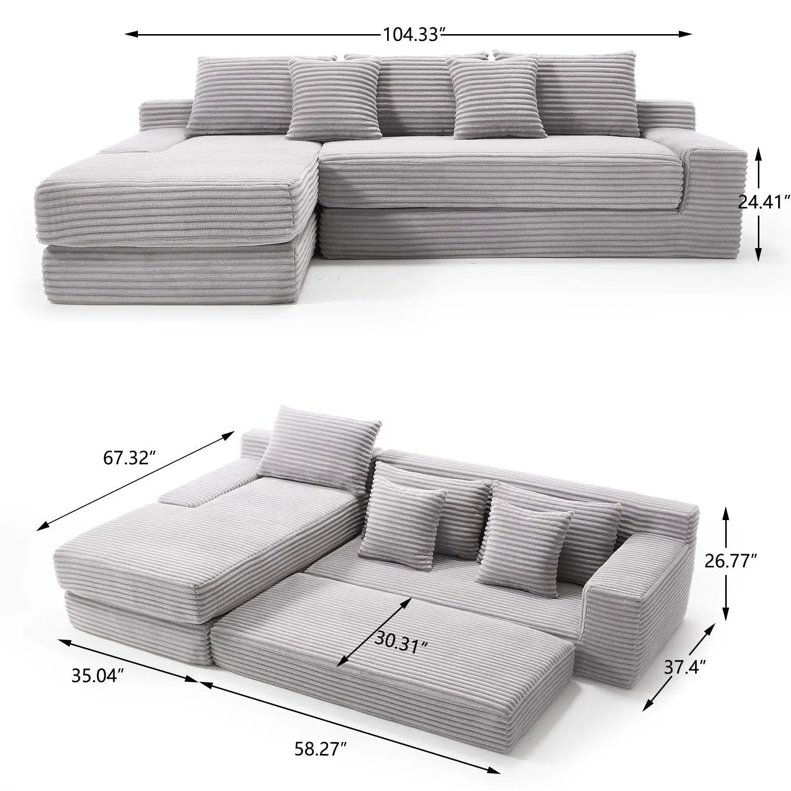 Modern L - Shaped Sectional Couch With Memory Foam by HouseOfZazla