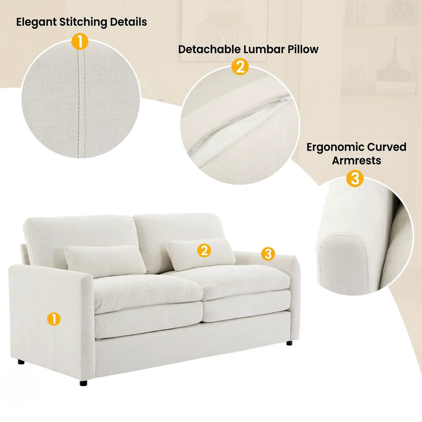 Cozy Upholstered Cushion Loveseat Sofa For Living Room by HouseOfZazla