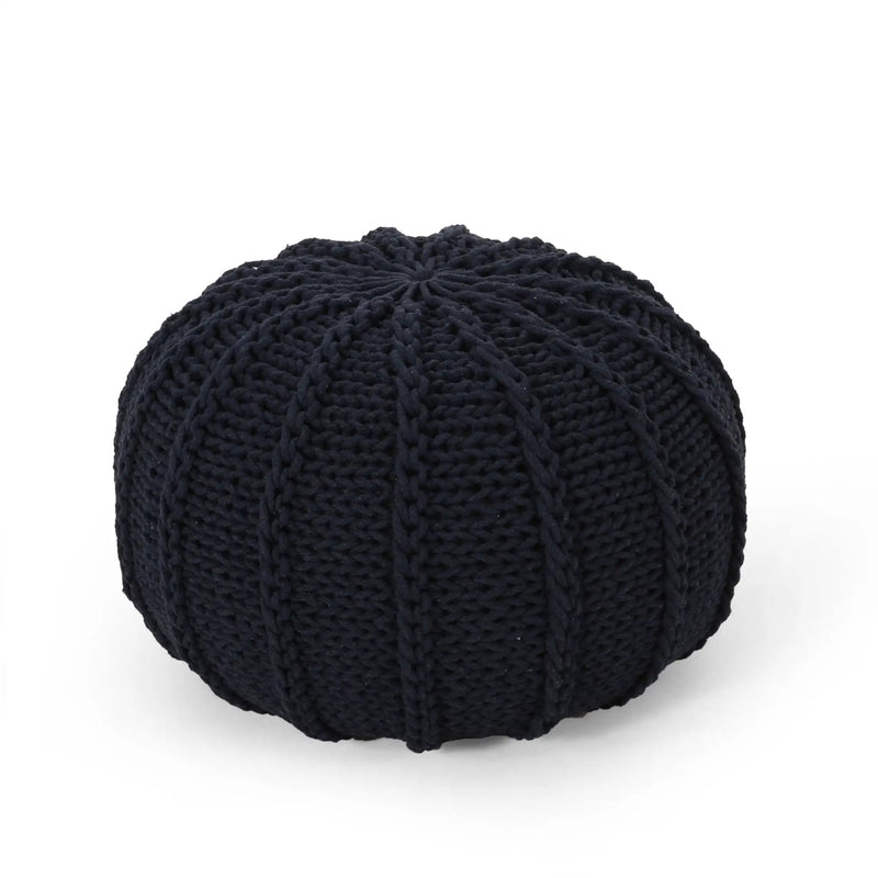 Bordeaux Knitted Round Pouf Ottoman And Floor Cushion by HouseOfZazla