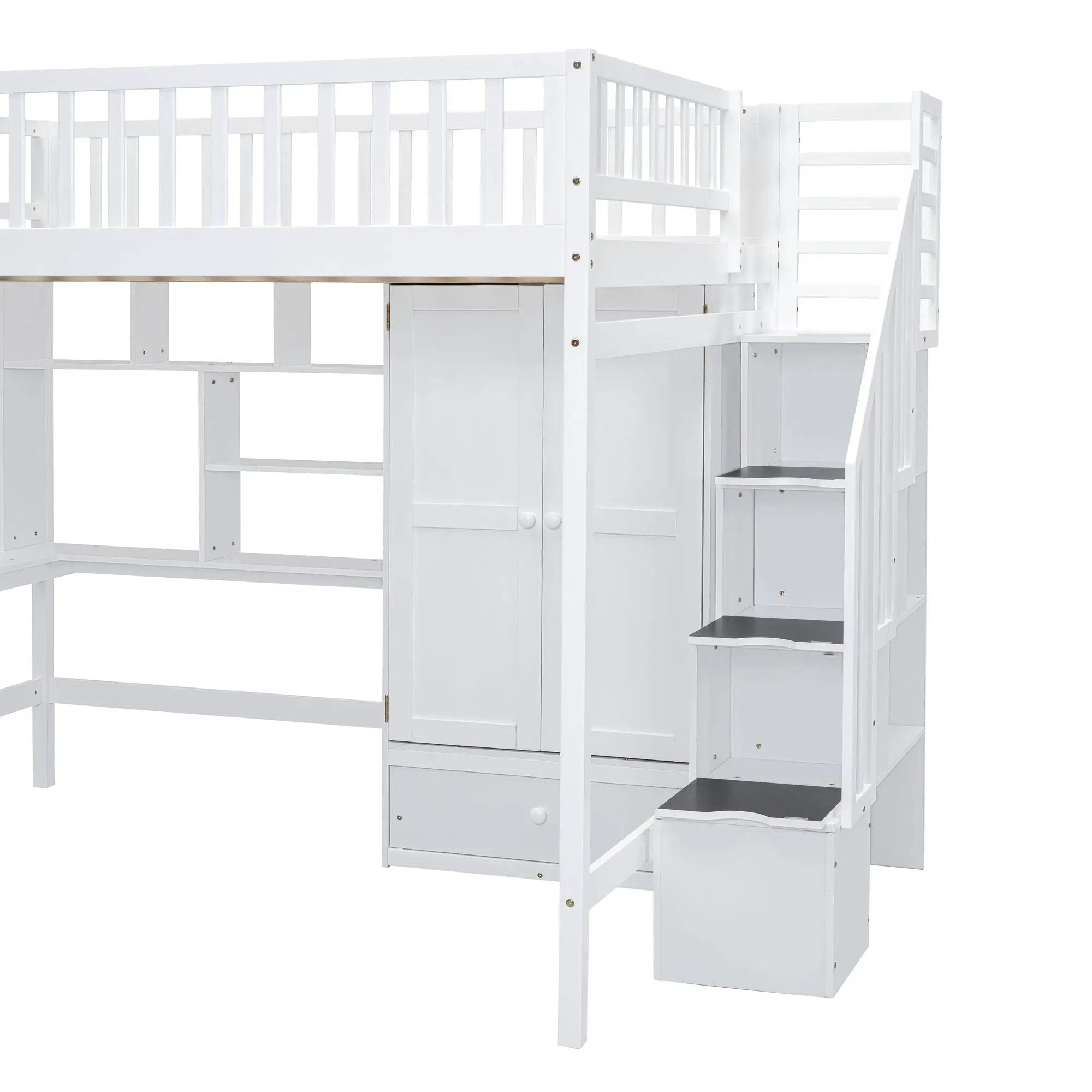 Loft Bed With Bookshelf, Drawers, Desk, And Wardrobe by HouseOfZazla