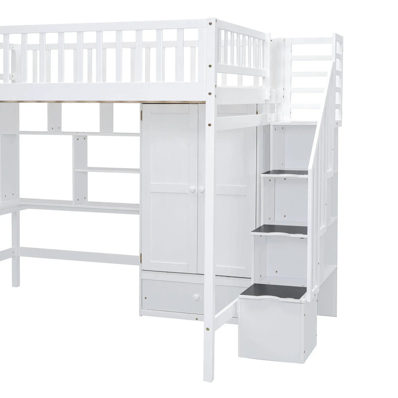 Loft Bed With Bookshelf, Drawers, Desk, And Wardrobe by HouseOfZazla