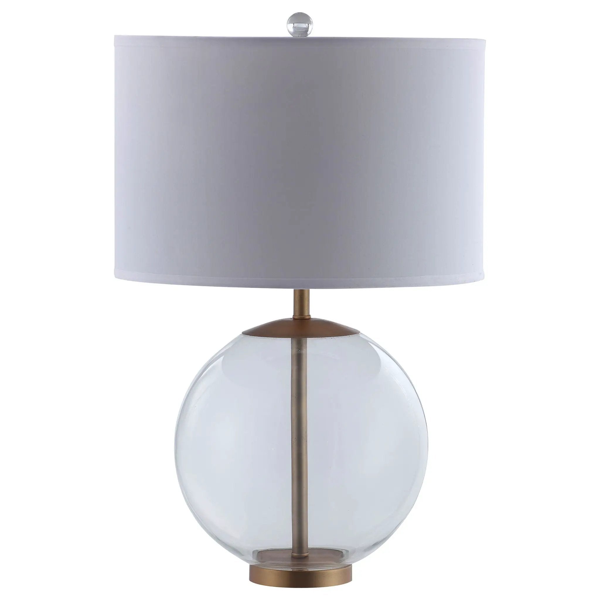 Kenny 27-inch Drum Shade Clear Glass Table Lamp Brass by Unique Piece Furniture