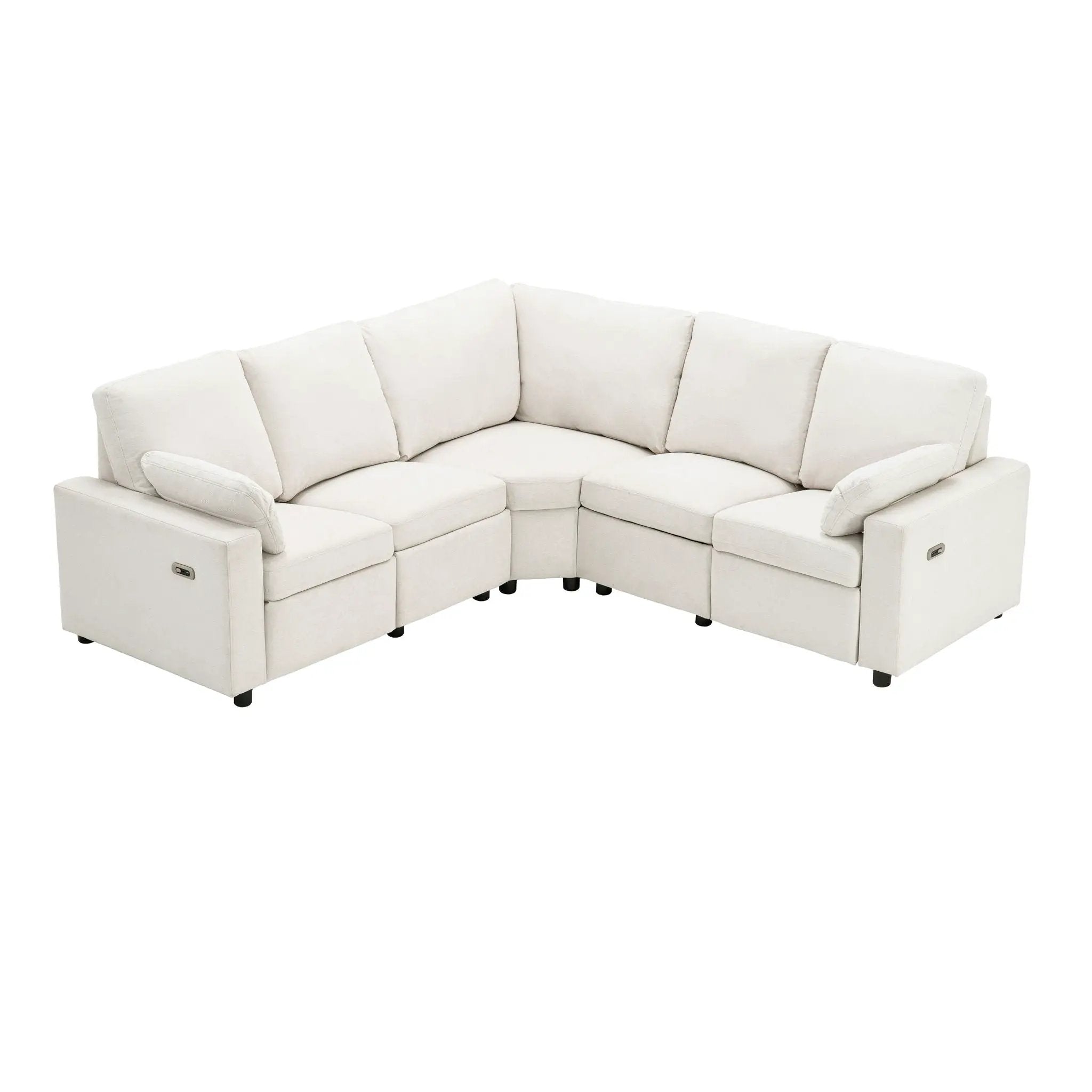 Power Recliner Sectional Sofa Home Theater Reclining Sofa With Two USB Ports, Two Storage Drawers For Living Room by Unique Piece Furniture