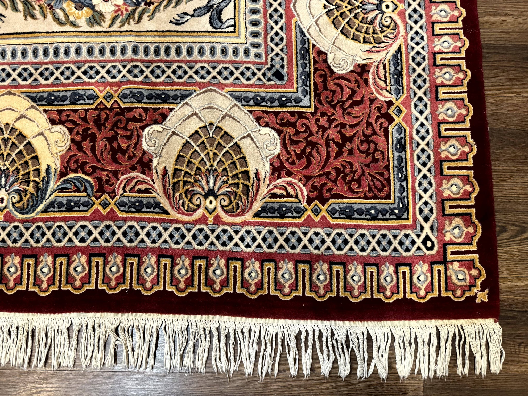 Wonderful Aubusson Rug 10x14, Red Maroon, Elegant, Fine 200 KPSI by Jewel Rugs