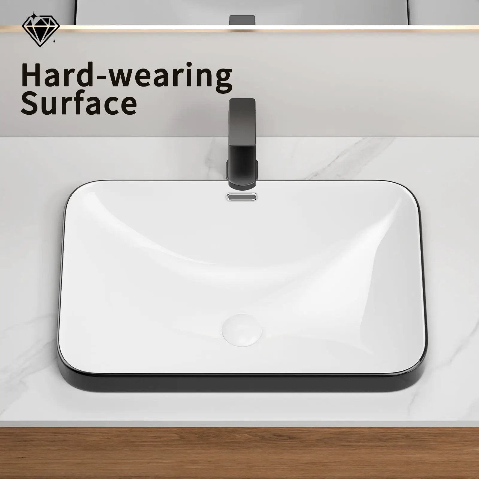 Undermount Bathroom Sink, Vessel Basin For Vanity Countertop - Black White by HouseOfZazla