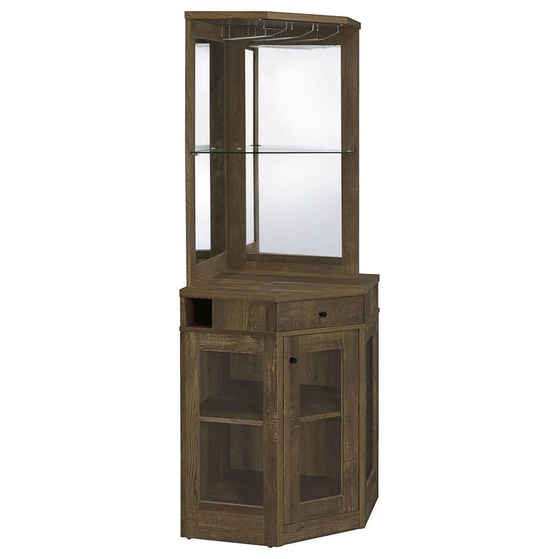 Alviso 1-drawer Corner Home Bar Wine Cabinet Rustic Oak by Unique Piece Furniture