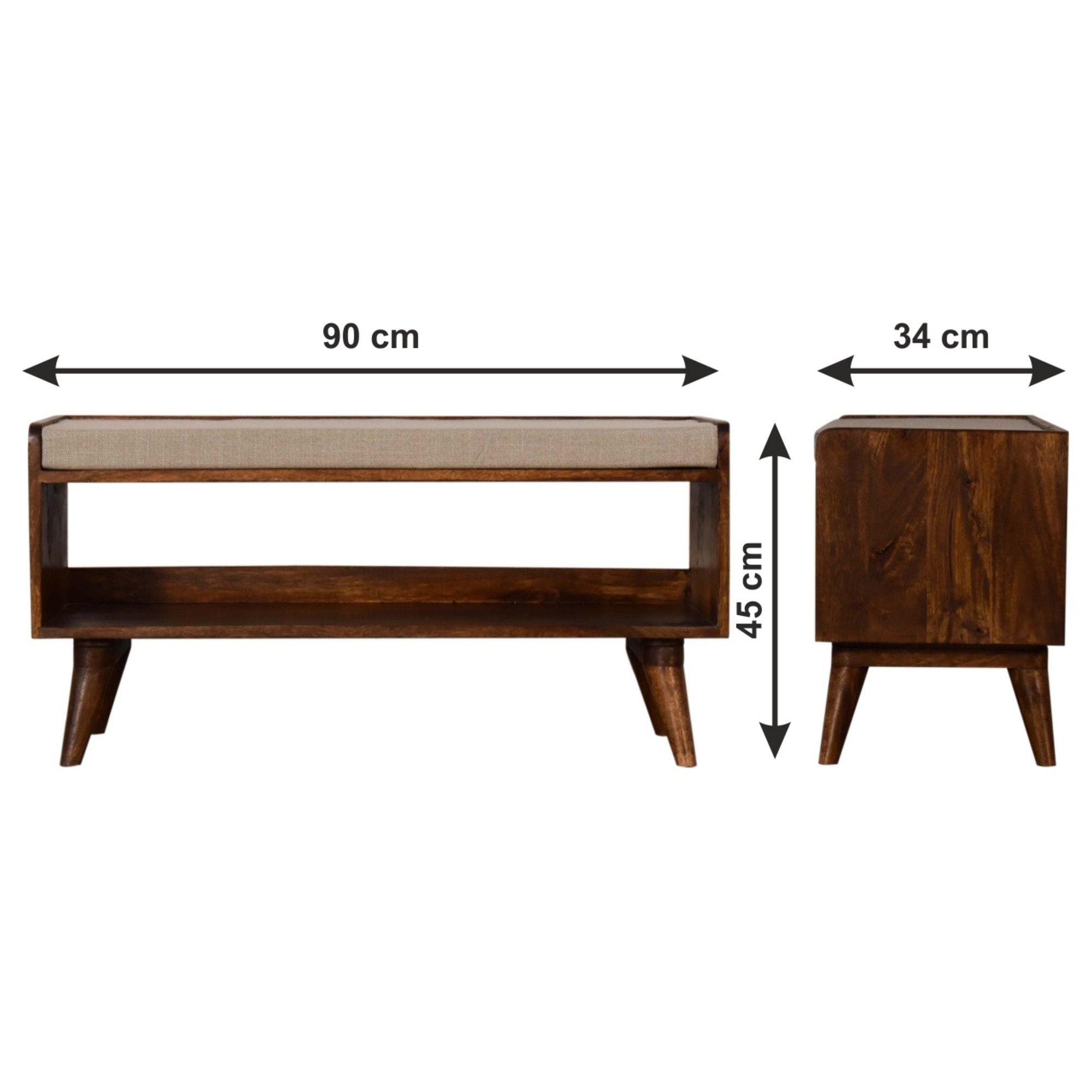 Solid Wood Bench With Upholstered Sea by HouseOfZazla
