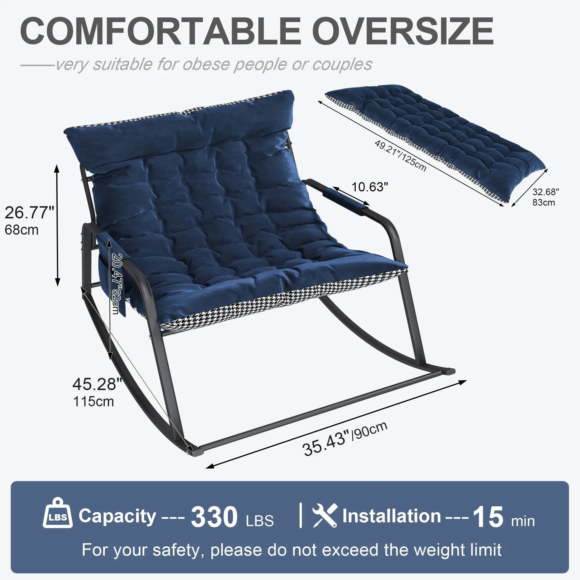 Rocking Chair With Storage, Cushions & Armrests by Unique Piece Furniture