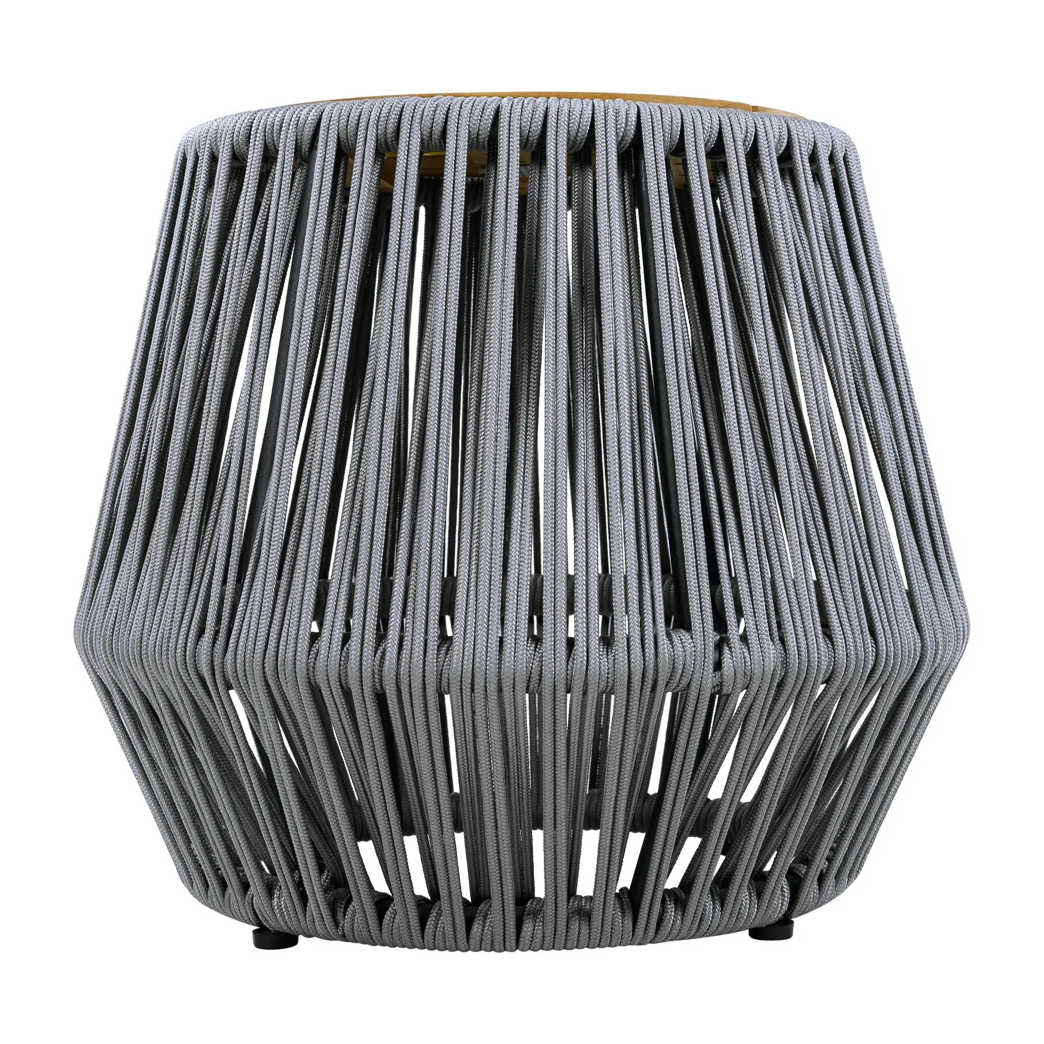 Acacia Wood Side Table with Grey Rope Design by HouseOfZazla