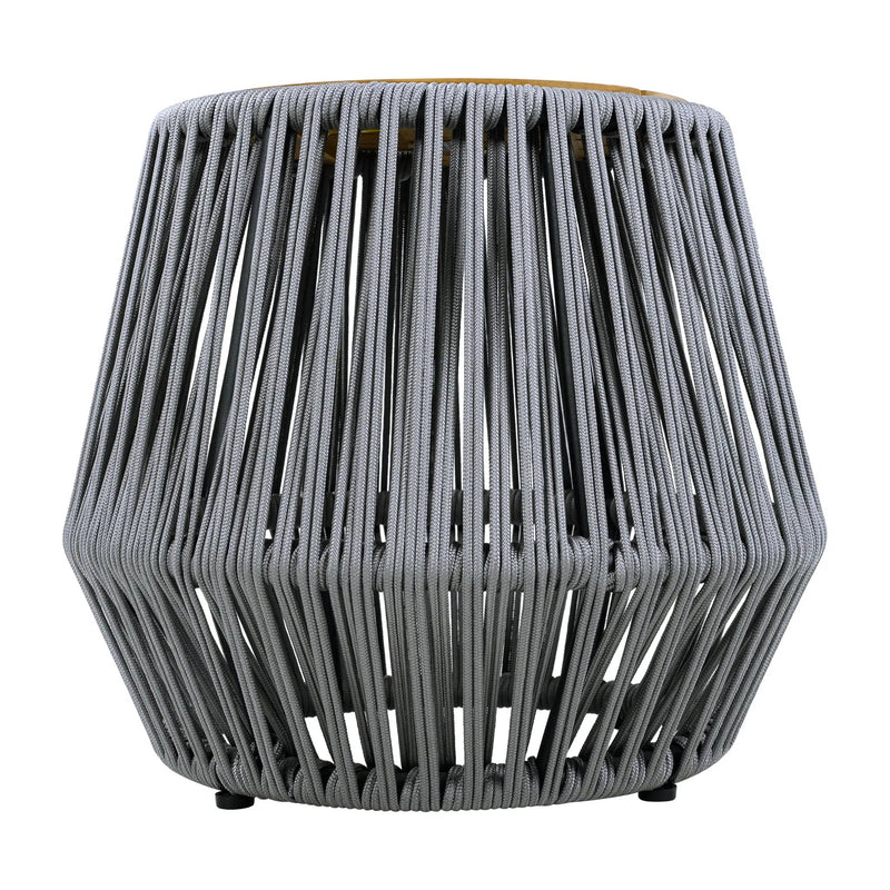 Acacia Wood Side Table with Grey Rope Design by HouseOfZazla