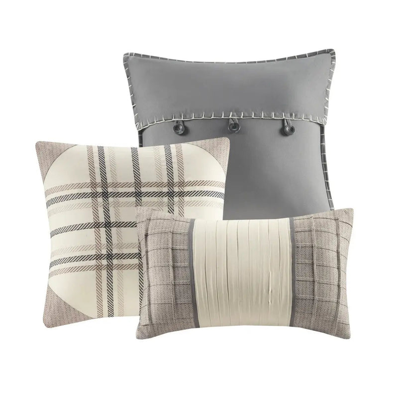 7 Piece Herringbone Comforter Set Neutral King by HouseOfZazla