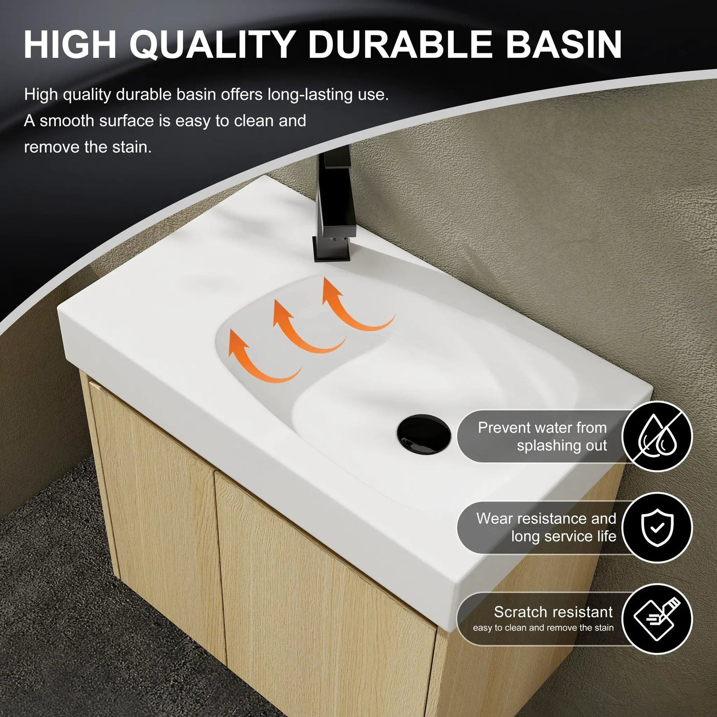 Modern Bathroom Vanity With Ceramic Basin, Wall Mounted Floating Sink Combo, Storage Cabinet by HouseOfZazla