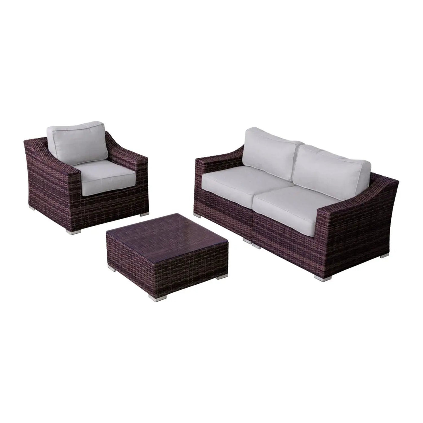Outdoor Wicker Conversation Set With Cushions, All Weather by HouseOfZazla