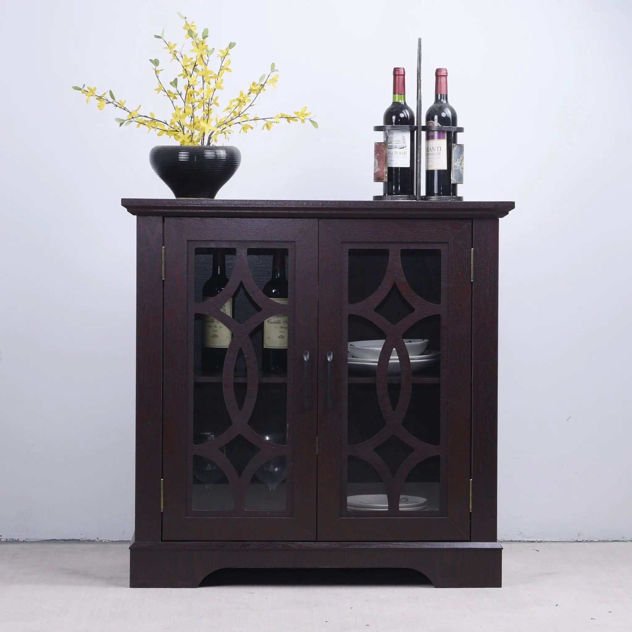 Modern Sideboard With Tempered Glass Doors - Ox Blood Red by HouseOfZazla