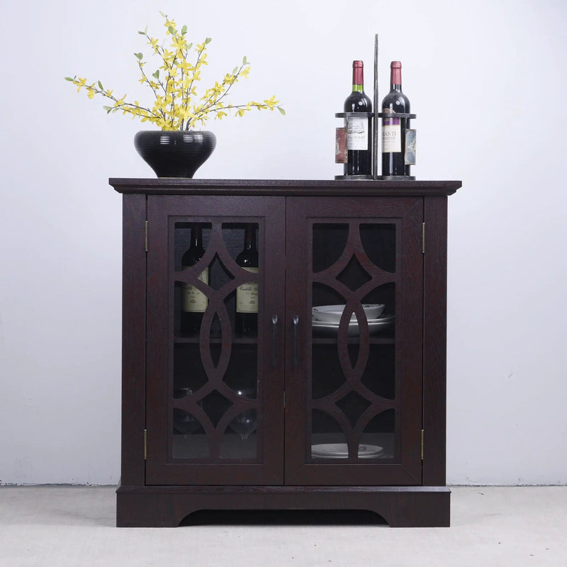 Modern Sideboard With Tempered Glass Doors - Ox Blood Red by HouseOfZazla