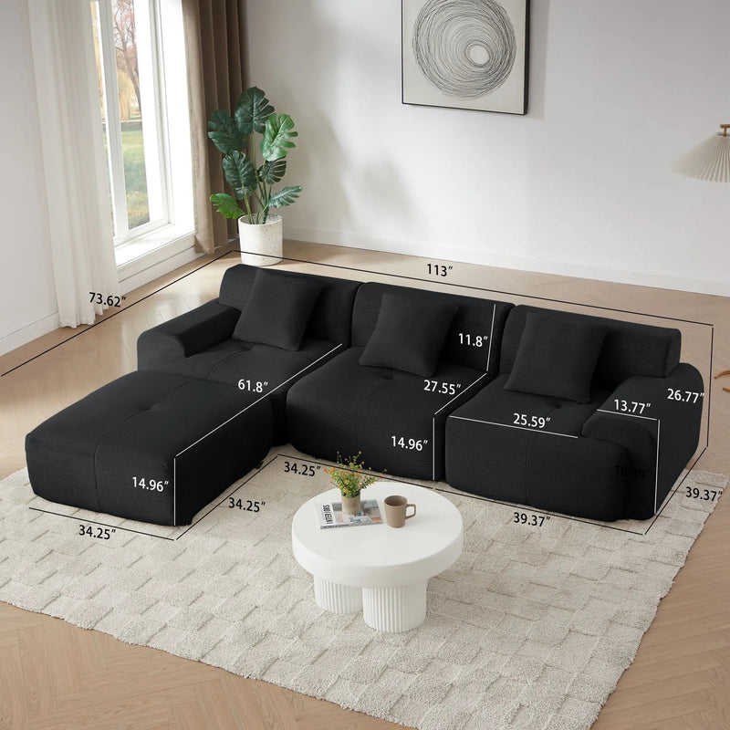 L Shaped Modular Sectional Sofa And Movable Ottoman by HouseOfZazla