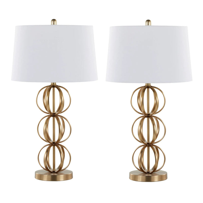 Linx - Contemporary Table Lamp (Set of 2) - Gold / White by HouseOfZazla