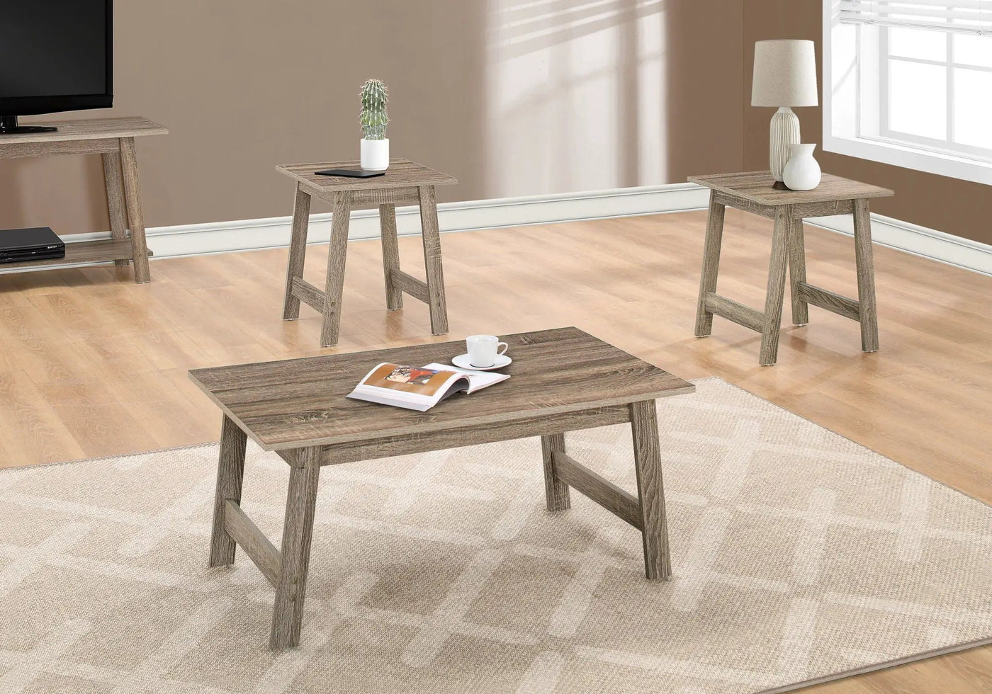 Table Set, Coffee, End, Side, Accent, Living Room Transitional (Set of 3) by Unique Piece Furniture