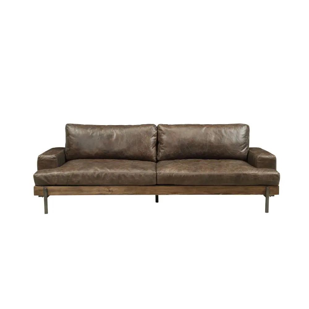 Silchester - Sofa - Distress Chocolate Top Grain Leather & Oak by Unique Piece Furniture