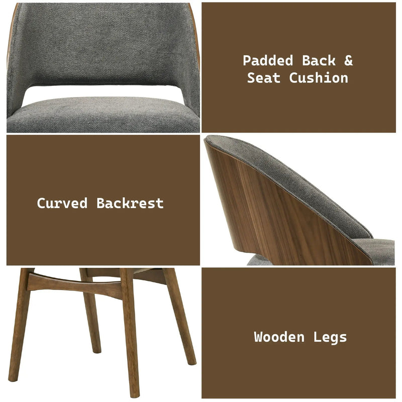 Delmon - Side Chair (Set of 2) - Gray / Walnut by HouseOfZazla