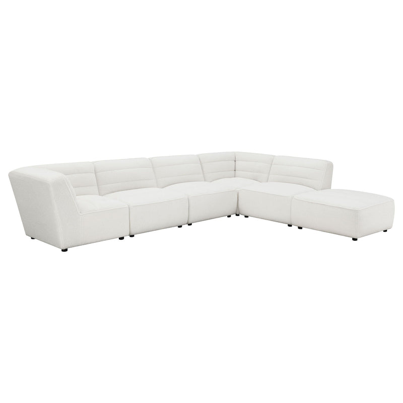 Nevve - 6 Piece Upholstered Tufted Sectional - Ivory by HouseOfZazla