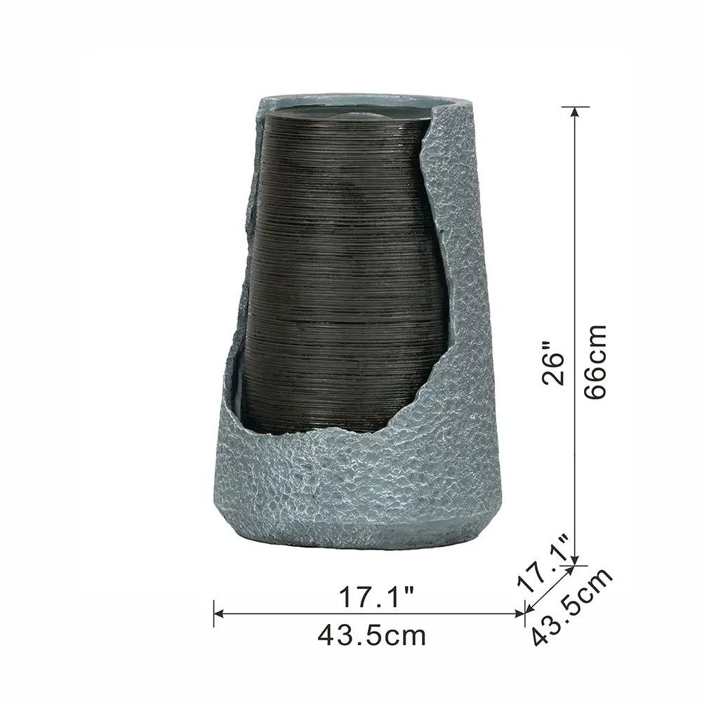 Indoor Outdoor Water Fountain, Unique Broken Urn Fountain Chic Dynamic Modern Design With Light For Garden by Unique Piece Furniture