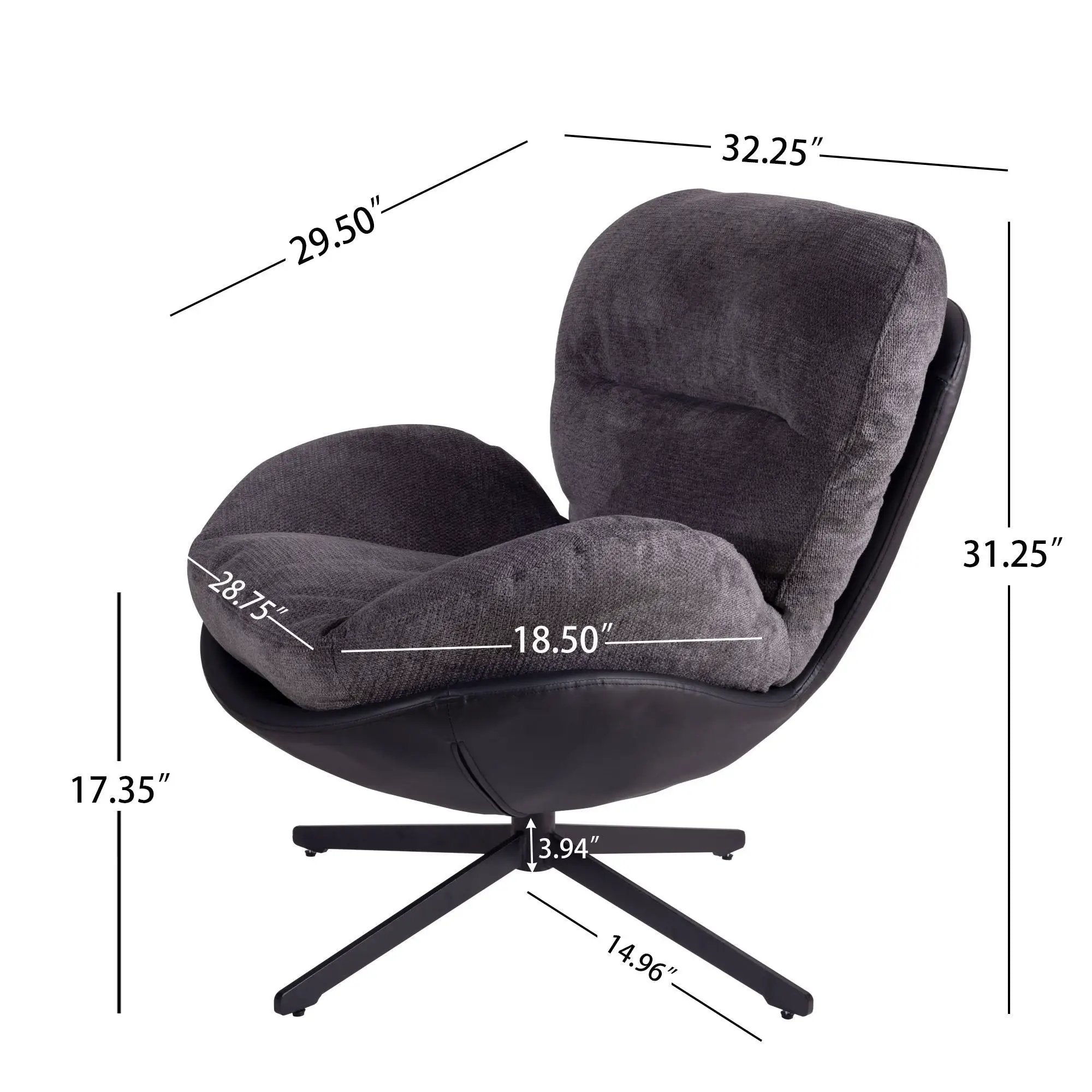 360° Swivel Office Chair, No Wheels by HouseOfZazla