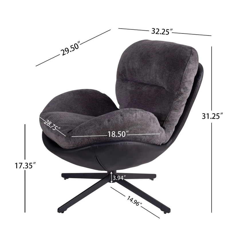 360° Swivel Office Chair, No Wheels by HouseOfZazla
