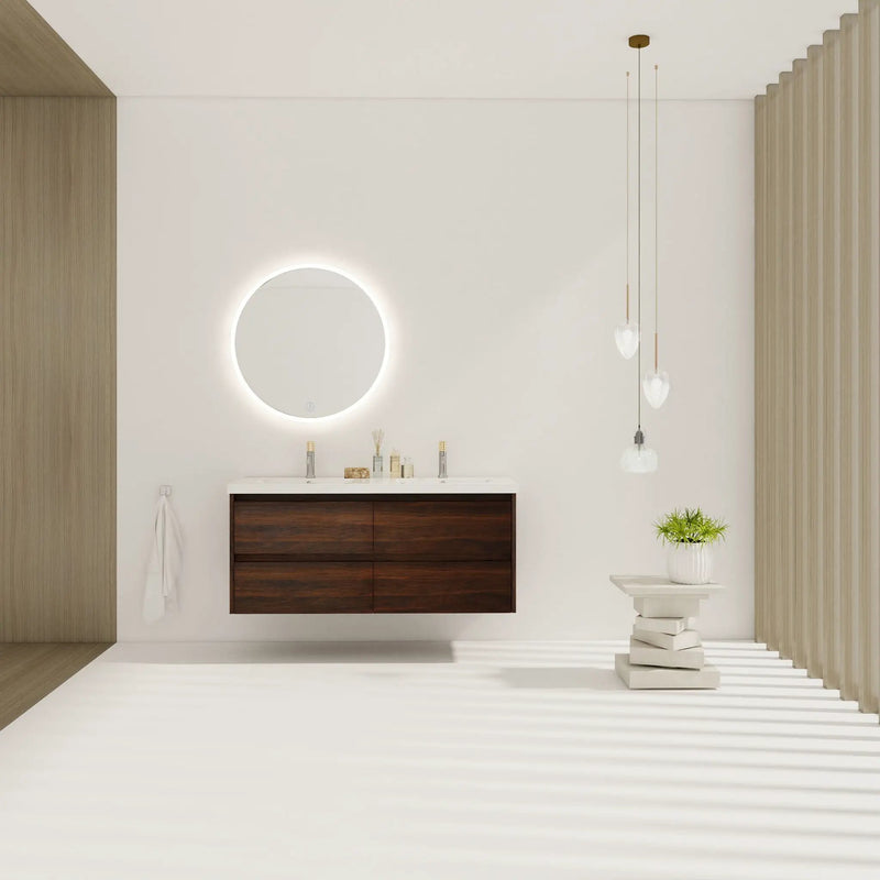 Modern Floating Bathroom Vanity With Dual Resin Sink, Soft Close Drawers by HouseOfZazla