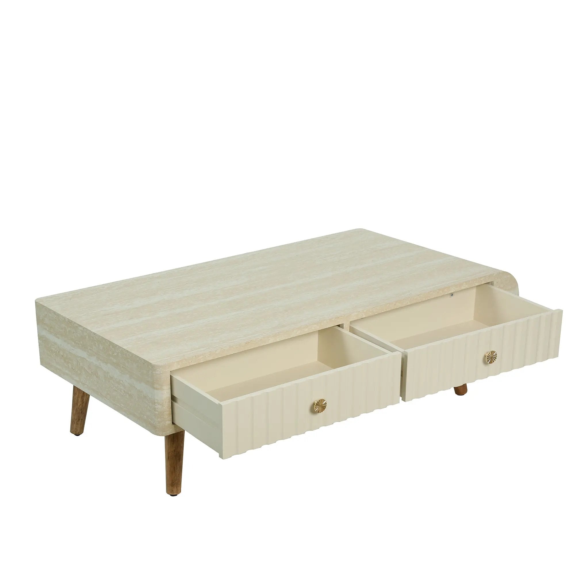 Coffee Table with Veneered Faux Marble Tabletop by HouseOfZazla