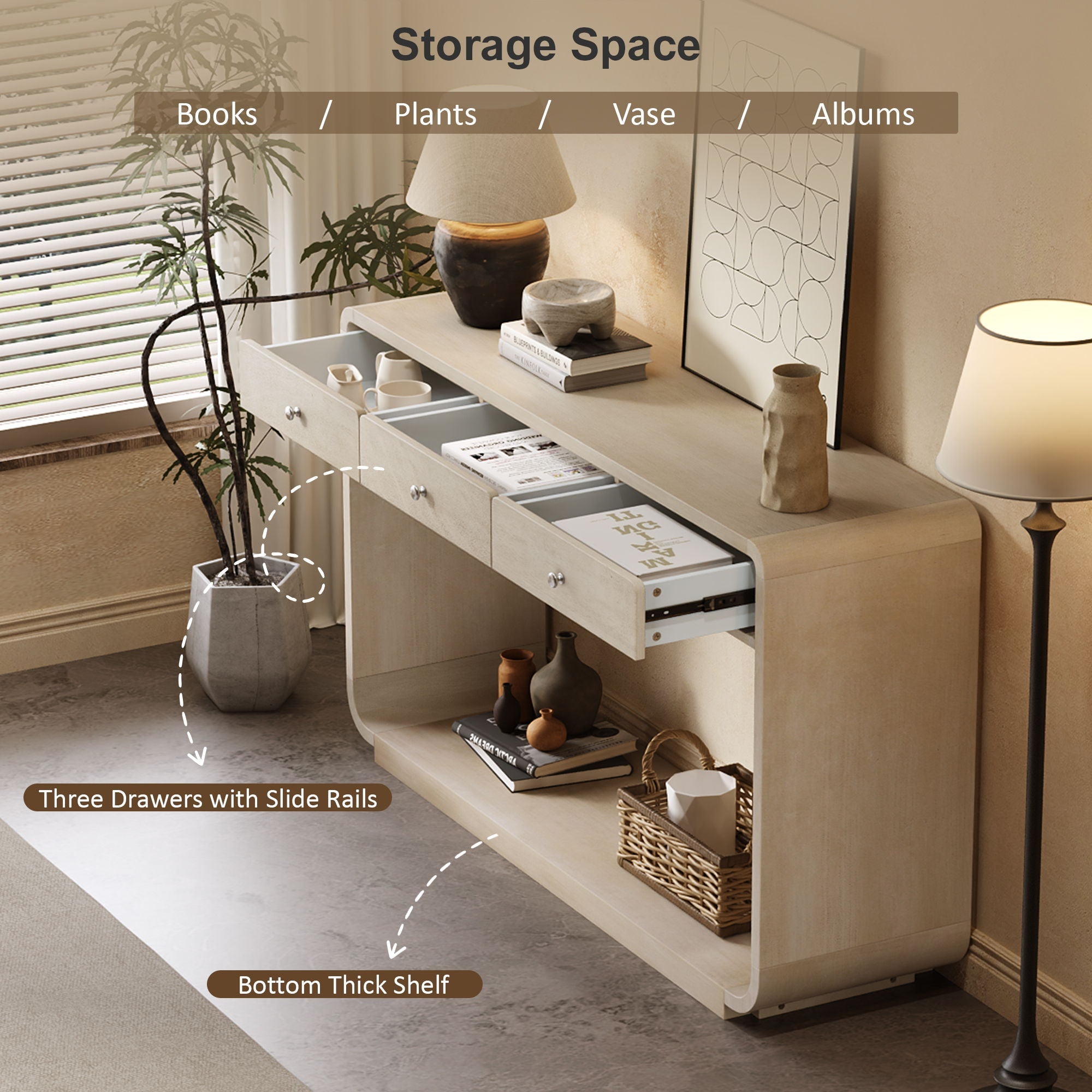 Console Table With 3 Drawers And Display Shelf by HouseOfZazla
