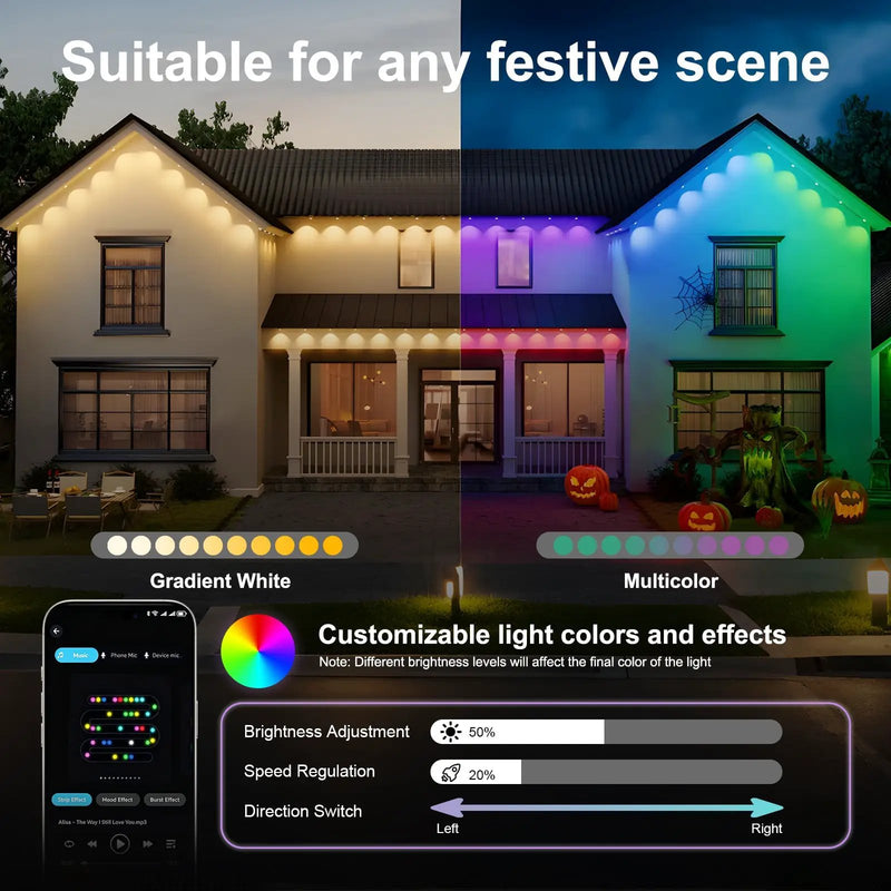 50ft Outdoor RGB LED String Lights by HouseOfZazla
