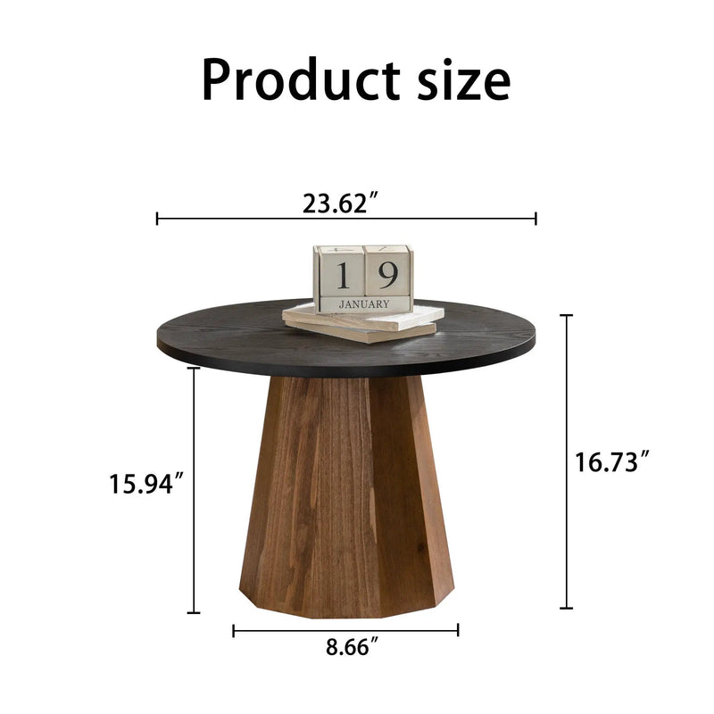 Round Coffee Table - Sturdy Pedestal Wooden Tea Table for Living Room by HouseOfZazla