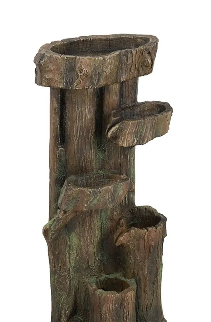 Rustic Decorative Tree Trunk 5 Tier Water Fountain, With Light And Pump, For Indoor And Outdoor - Brown by HouseOfZazla