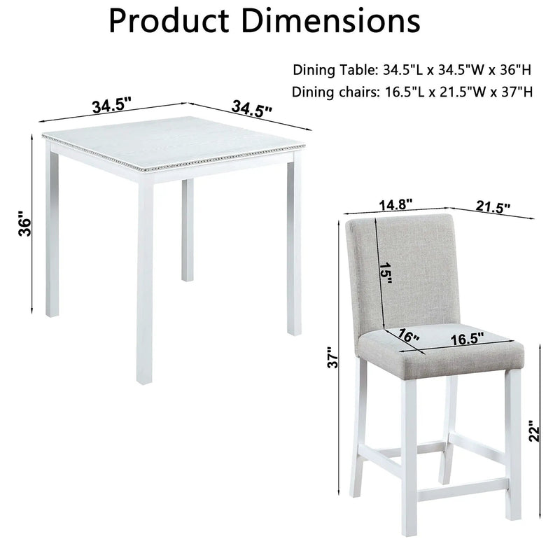 5 Piece Counter Height Table Set, Square Table And 4 Upholstered Chairs by Unique Piece Furniture
