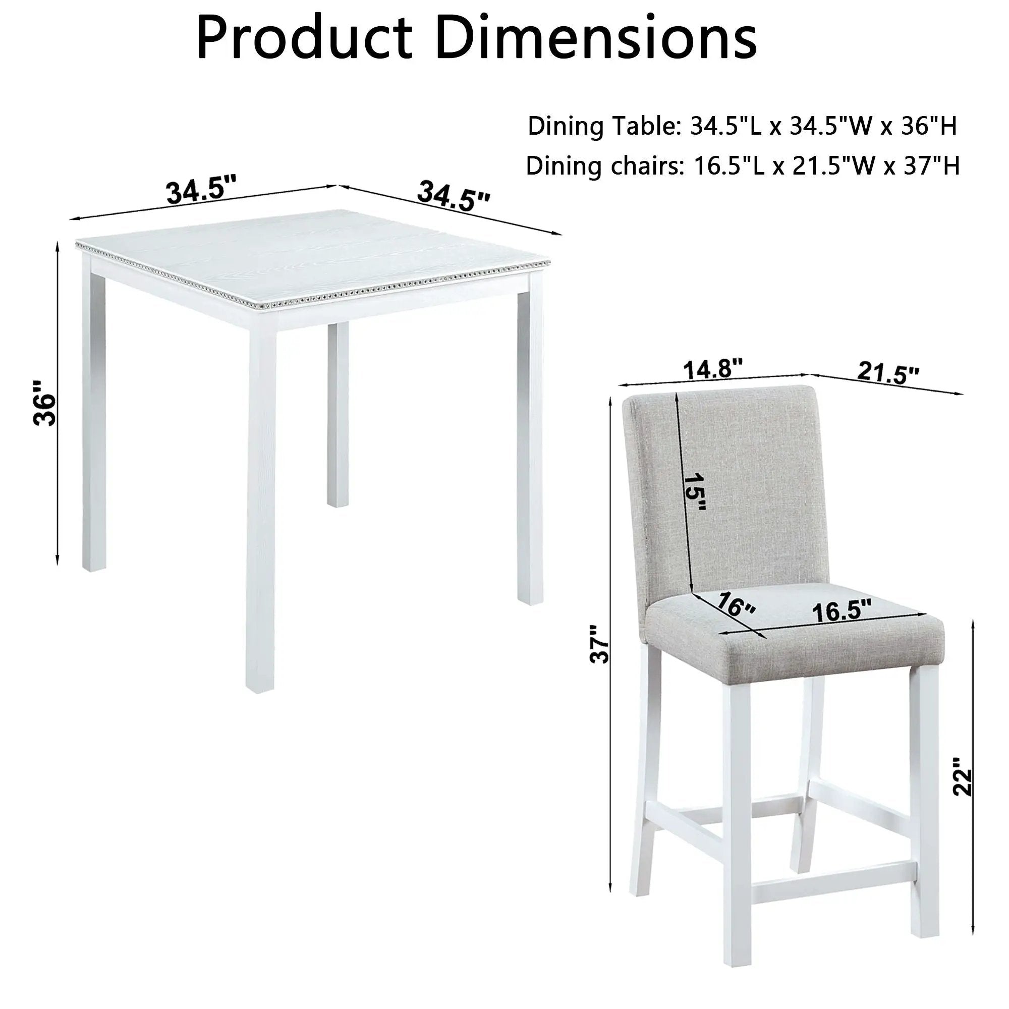 5 Piece Counter Height Table Set, Square Table And 4 Upholstered Chairs by Unique Piece Furniture