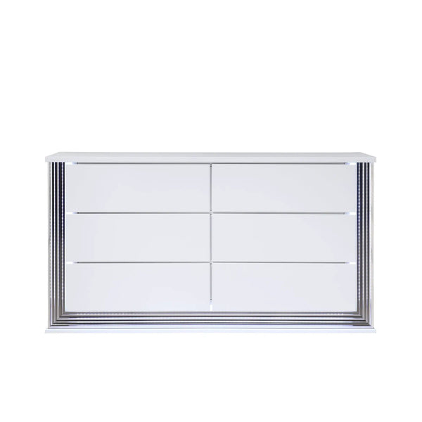 Moon - Smooth Dresser With LED - White