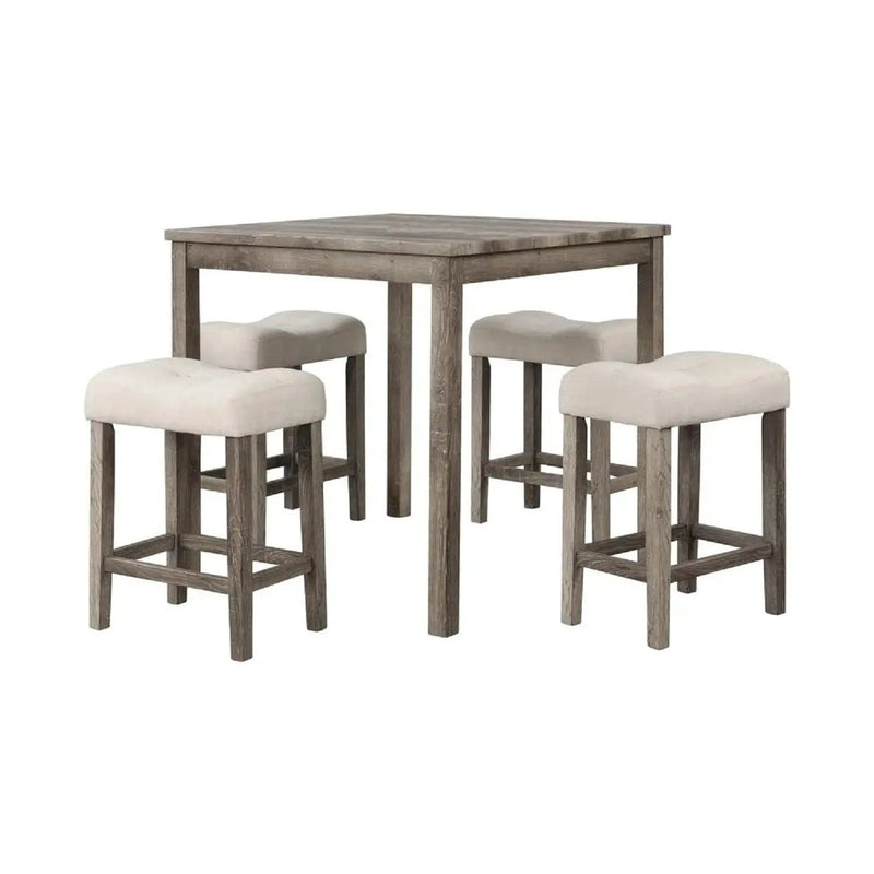 Transitional Counter Dining Set With 4 Tufted Stools by HouseOfZazla